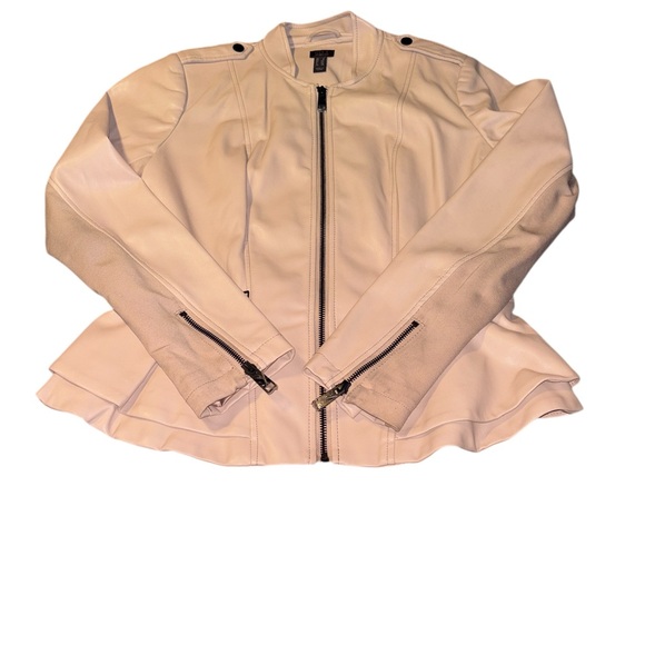 G.I.L.I. Cream Leather Jacket with Zipper Accents - Picture 5 of 10